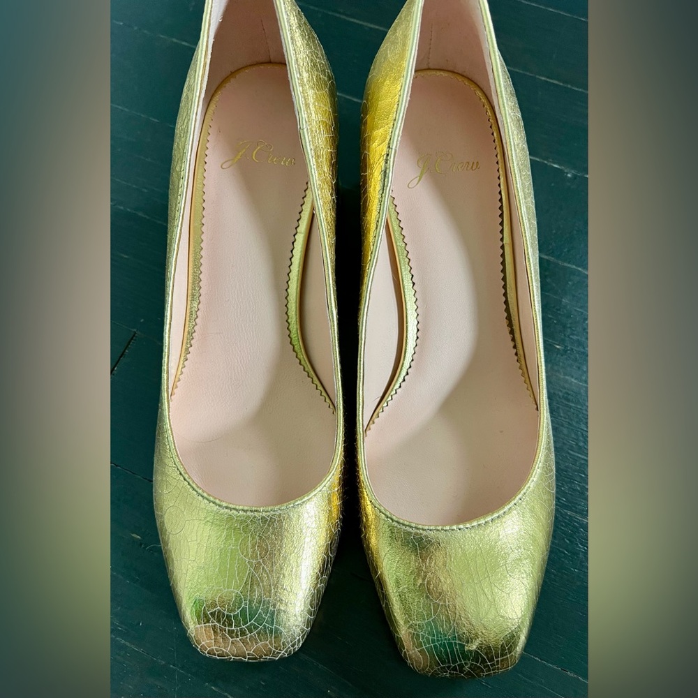 J. Crew Metallic Gold Heels